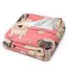 Couvertures doux chaud flanelle couverture drôle dessin animé carlins chiots rose impression voyage Portable hiver jeter mince lit canapé