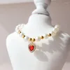 Hundekleidung 1pcs Perlen Halskette Halsband Bling Strass Herzhänger Chihuahua Welpen Katzenschmuck Juwelier Accessoires
