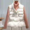 Kvinnors västar ljus 2023 Autumn Winter Women Ultra Down Vest White Duck Jacket Short Coat Parka damer ärmlös väst