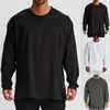 T-shirt da uomo 2022 Primavera Uomo Misto cotone T-shirt Plus Size Allentato O Collo Tinta unita di alta qualità Pullover Sport Oversize Top