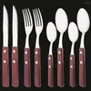 Geschirr-Sets, 8-teilig, Naturholz, quadratischer Griff, Geschirr, Edelstahl, Besteck, scharfes Messer, Gabel, Löffel, Teelöffel, Besteck, Küchenset