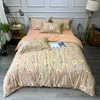 Conjuntos de roupas de cama de estilo simples impressão digital Landing de algodão conjunta escovada tampa de linho equipado com folhas de lençóis têxteis domésticos têxteis