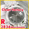 Annie R Clean Factory 2836 Mouvement Montre de luxe pour homme Roman Digital Green Dream 41 mm Éclairage lumineux Montres Bracelet en acier 904L 100 mètres étanche Natation