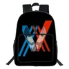 Rucksack 16 Zoll Darling In The Franxx Kindertasche Student Büchertasche Teenager Rucksack Junge Mädchen Taschen Orthopädischer Rucksack Mochila