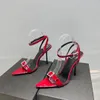 Designer Women Sandals Party Fashion 100 cuir dance chaussure Nouveau talons sexy super 115cm Lady Red Wedding Metal Belt Buckle High H3999172