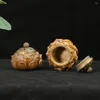 Decorative Figurines Genuine Green Sandalwood Handmade Laser Carve Buddhist Lotus Sachet Storage Pendant Jewelry Craft
