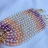 Bangle Handmade Natural White Pink Purple Freshwater Rice Pearl Golden Accessories Clasp Bracelet Adjustable Extension Chain