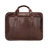 Briefcases Leather Men's Handbag Waterproof 15.6-inch Computer Bag One Shoulder Messenger