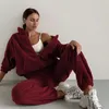 Gym Clothing Fashion Women Pink Sweatshirt Suit Women's Hoodie 2 Piece Love Print Slim Body Sports Running