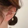 Brincos traseiros de luxo ouro duplo círculo pérola orelha Cuff adorável pérolas clipe para mulheres chiques piercing falso coração earcuff jóias 2022