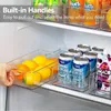 Storage Bottles Refrigerator Organizer Bins 6pcs Stackable Clear Plastic Organizers Handles Fridge Pantry Kitchen Cabinet Food Container