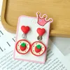 Boucles d'oreilles à dos 5 designs, mignon à Clip sur les filles, enfants, fraise, ananas, cœur, Non percé, cadeaux de noël colorés