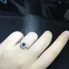 Cluster Rings Lovely Grace Sun Flower Natural Blue Sapphire Gem Ring S925 Silver Gemstone Girl Women's Party Gift Wedding Jewelry