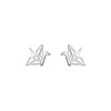 Stud Earrings 925 Sterling Silver Hollow Thousand Paper Cranes Little Bird For Women Cute Simple Statement Jewelry Gift