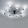 Ceiling Lights Wrought Iron 10 Heads Multiple Rod For Living Room Creative Personality Retro Nostalgia Cafe Bar Lamp