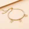 Bracelets de charme Bohemian Rhinestone Butterfly Pingente para mulheres elegantes cor de corrente ajustável de cor de ouro 2022 jóias de moda