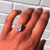 Anneaux de mariage étincelant femme promesse bague couleur argent 5ct carré Zircon bande pour les femmes mariée déclaration fête bijoux