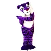 Vendita diretta in fabbrica Costumi viola della mascotte della tigre per il vestito operato dall'attrezzatura di Halloween di natale del circo degli adulti