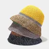 İlkbahar Yaz Kadın Kovası Şapka Saman Tığ işi Katlanabilir Bayanlar Panama Şapkı Kadın Plaj Güneş Visor Kapağı Güneş Koruyucu Kapaklar