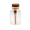 Storage Bottles Scrub Bath Salt ABS Bottle Reusable With Wooden Spoon Wood Container Stopper Frosted Seal Jar