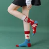 Women Socks Trend AB Cotton High Tube Personality Female Creative Cartoon Small Flowers Autumn And Winter Stockings 1pc