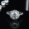 Wedding Rings Wonderful 925 Sliver White Color Roung Shape Moissanite Diamond Flower