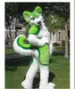 Yrke Made Green Husky Fursuit Mascot Costume Plysch Adult Size Cartoon Fancy Dress Costume For Halloween Party Event