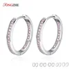 Hoop Earrings TONGZHE Korean Shinning Crystals For Women 925 Sterling Silver Pink Zircons Girls Statement Jewelry Brinco
