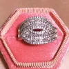 Klusterringar Stylish Super-Shimmering Oregelbundna roterande runda kristall full diamantpar ring f￶r kvinnor zirkonjubileumsg￥va smycken