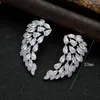 Stud Earrings European INS Fashion Angel Wing Women's Delicate Shiny Zircon Feather Sparkling Party Ear Jewelry