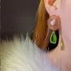Boucles d'oreilles pendantes rétro personnalité Design sens couleur pissenlit grosse goutte vert cristal gemme Ins