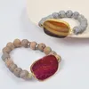 Strang BOROSA 5PCS Gold Überzogene Onyx Achat Titan Druzy Elastische Armband Mischfarben Schmuck Edelsteine Armreif Für Frauen G2006