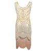 Casual Dresses Plus Size XS-4XL Vintage 1920s Flapper Great Gatsby Dress 2022 Fancy Costumes V-Neck Sleeveless Sequin Fringe Party