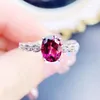 Cluster Rings Pyrope Ring Natural Real Pink Simple 5 7mm 1Ct Gemstone 925 Sterling Silver Fine Jewelry for Women J226123