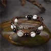 Charm Bracelets Natural Stone Bracelet For Women Leather Agat Amethysts Hematite Turquoises Bangle Braided Multilayer Jewelry B448
