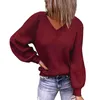 Men's T Shirts Fashion Women's Loose V-Neck Solid Color Pullover Blouse Casual Knit Sweater Playera Tee Shirt Femme