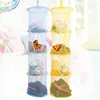 Storage Bags Hanging Mesh Organizer 4 Compartments Multi-layer Multi-function Toy Bra Drying Basket Household Supplies Blue