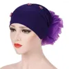 Vêtements ethniques élastique femmes grande fleur Hijab Turban casquettes musulman perles tête écharpe dames cheveux Accessoires casquette islamique sous-écharpe Bonnet