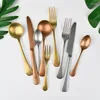 Dinnerware Sets 6 Pieces Retro Tablewares 304 Stainless Steel Flatware Set Silverware Gold Silver Fork Spoon Knife Service For 1 Person