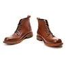 Bottes occidentales en cuir pleine fleur à lacets, bottes Vintage pour hommes, chaussures Martin