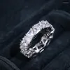 Anneaux de mariage femmes magnifiques promesse éternité géométrique Triangle blanc zircon cubique pierre fiançailles bijoux #6 7 8 9 10