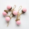 Juldekorationer 6st Xmas Tree Wool Felt Acorn Pine Cones Diy Pendant Hanging Ornament Dekor Hem År Party Creative Kids Gifts