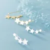 أقراط LN34 Real 925 Sterling Silver Star ear متسلق للنساء زاحف لطيف