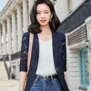 Damenanzüge PEONFLY Dünne Spitze Anzug Mantel frauen Casual Lose Koreanische Frauen Halb Sleeved Büro Dame Schlank Mode Einreiher