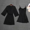 Женская одежда для сна 2022 Летняя ночная одежда сексуальная женская 2pc ремешок для ремня наборы для костюмов повседневная пижама домашняя одежда ночная одежда кимоно