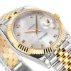 DDF DATUM 126333 A3235 Automatisk herrklocka 41 Two Tone Yellow God Fluted Bezel Mop Diamonds Dial 904l Oystersteel Armband Super Edition Samma serie Kort PURETIME C3