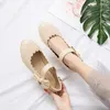 Dress Shoes YMECHIC Summer 2022 Lovely Ruffles Pink White Bow Hook Loop Womens Mary Jane Party Lolita Woman Chunky Low Heels Pumps