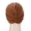 Vêtements ethniques Maillot musulman Hijab Turban Cap Front Cross Soild Couleur Turbante Chapeau Islamique Chapeaux Inde Bonnet Pour Femmes Casquettes Intérieures