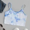 Frauen Tanks Frauen Modekrawatte Dye Print Tanp Top Weste Sommer Ärmel und sexy Crop Tops gerippte Strick -Tunika -Freizeit Basis BH