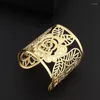 Bangle Dayoff 2022 Punk Rock Vintage Gold Color Carving Cuff Arm Womens Hollow Rose Flower Open Armband Armlet Jewelry B355